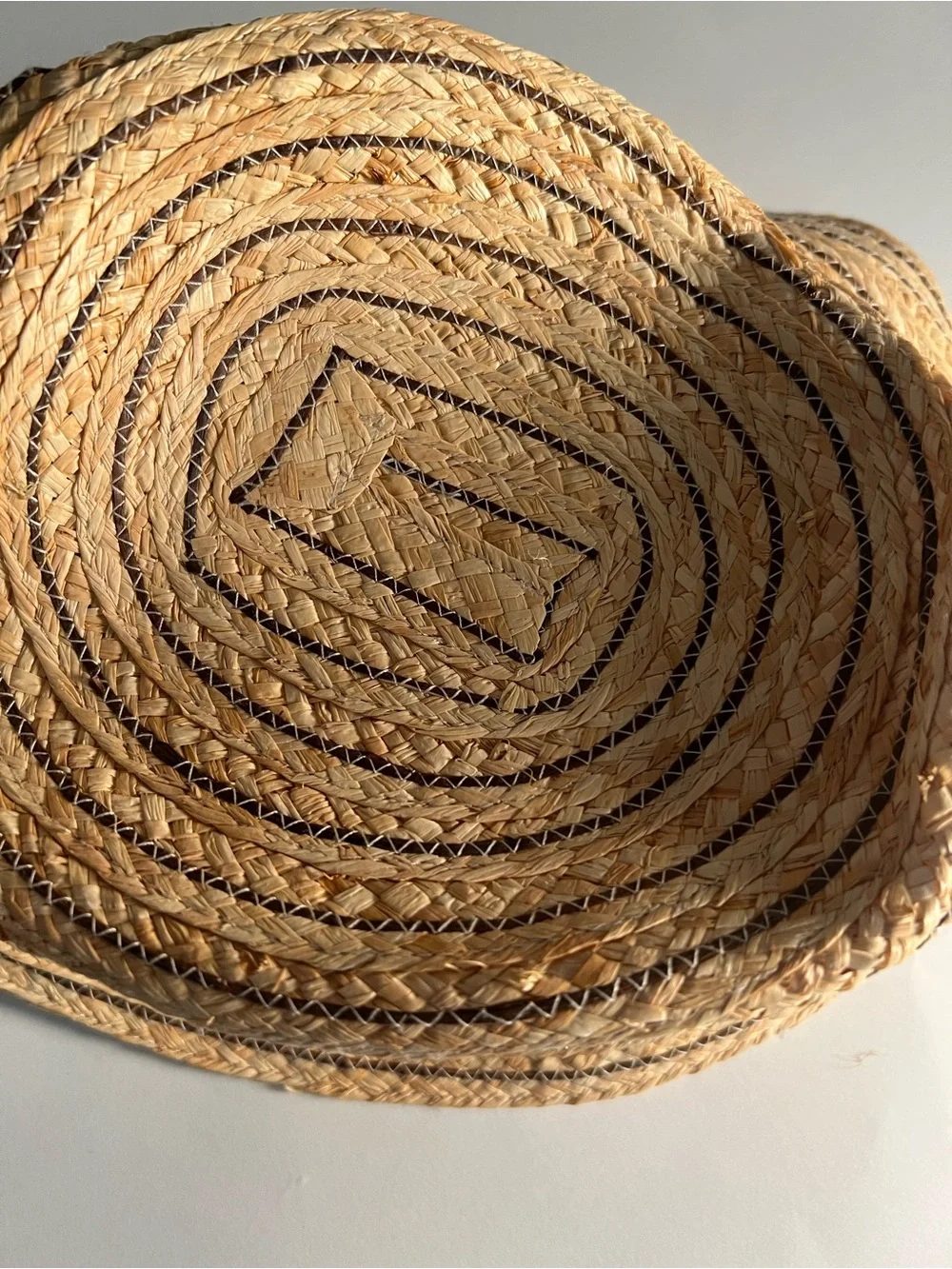 New Straw Trendy Hat - Natural with Brown Stripe